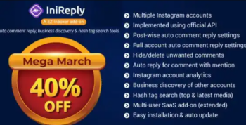 IniReply – A EZ Inboxer Addon–Auto Reply of Comment, Business Discovery & HashTag Search for Instagram