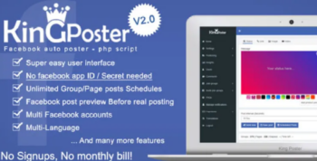 King poster v2.6.3 Facebook multi Group / Page auto post – PHP script