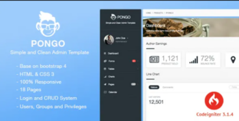 Pongo – Laravel Admin Template + User Management + CRUD