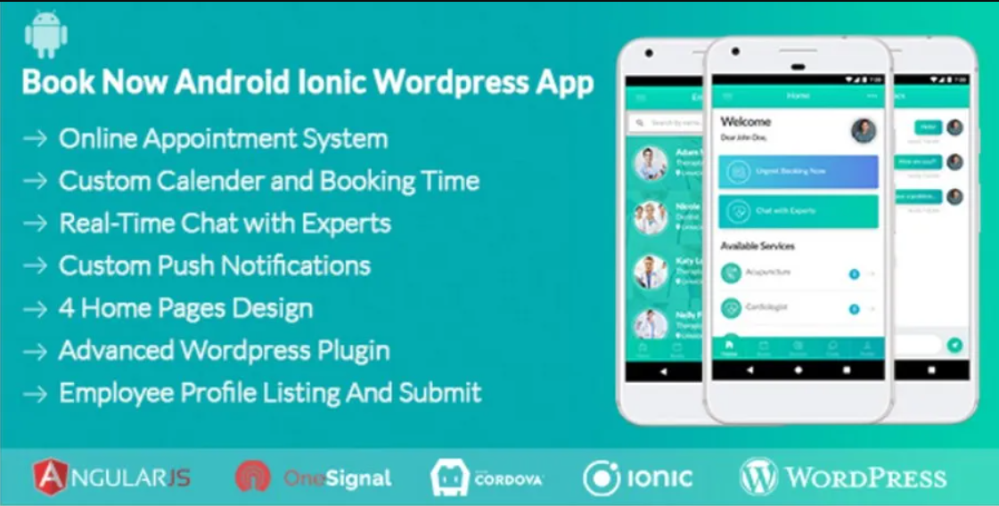 Book Now Android Ionic WordPress App
