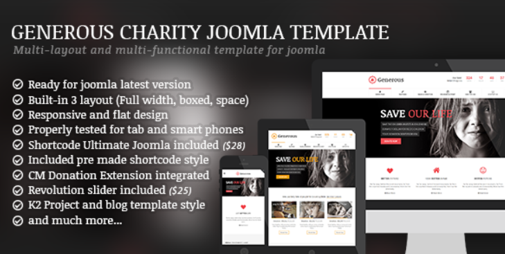 Generous – Charity / Non-Profit / Orphan / Fund-raising / Crowd-funding Joomla Template