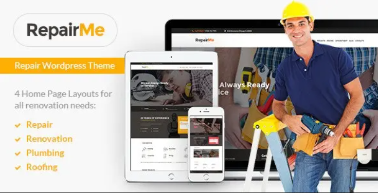 RepairMe – A Vibrant Construction & Renovation WordPress Theme