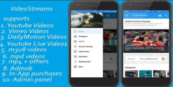VideoStreams -supports vimeo, dailymotion, youtube, youtube live, m3u8, mpd, mp4, avi