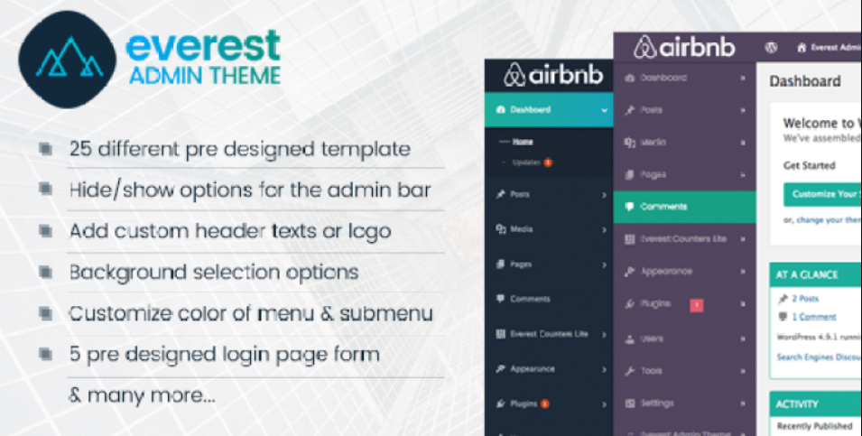Everest Admin Theme v1.0.1 WordPress Backend customizer
