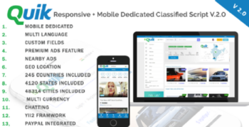Quik v2.0 Responsive & Mobile Dedicated Classified Ads Script