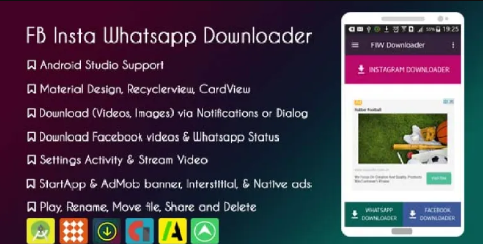 Facebook Instagram Whatsapp Downloader with Native ad and StartApp
