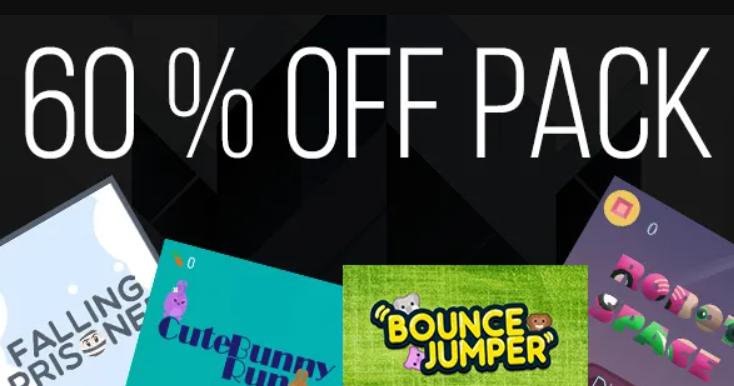 60% OFF Pack- 5 Games -Mr jetman-Falling Prisonner-Bounce Jumper-Robot Space-CuteBunny Run