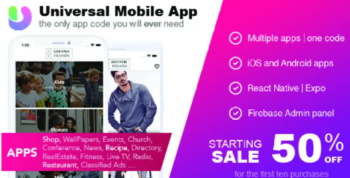 Universal App PLATFORM – Full Multi-Purpose All in one React Native Mobile app