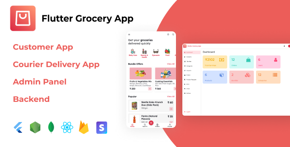 Flutter Grocery App + React.js Admin Panel + Node.js Backend