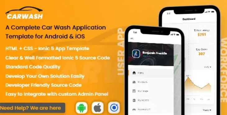 Carwash – Car Repair App Template – Ionic 5 – Android Ios