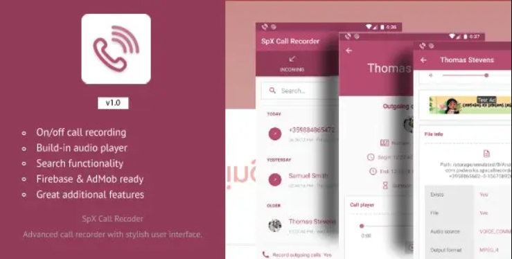 SpX Call Recorder – Advanced call recorder with helpful features and stylish user interface
