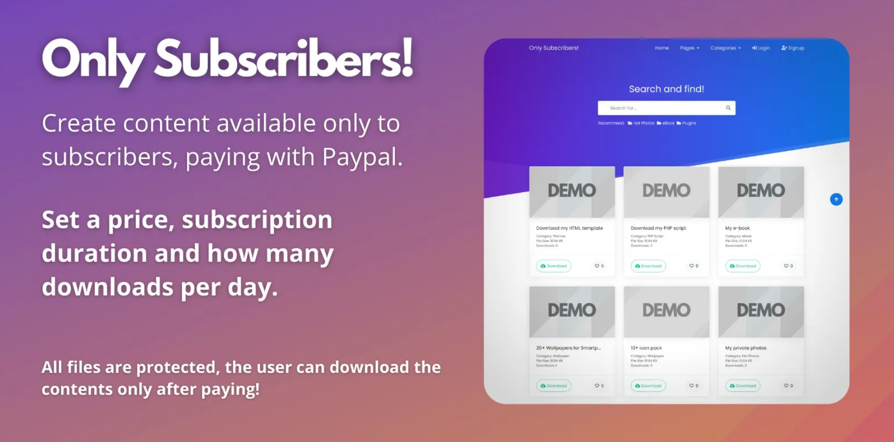 Only Subscribers – Download content for subscribers