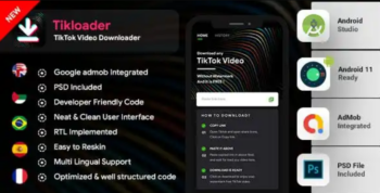 TikTok Video Downloader Android App without Watermark with admob – Tikloader – Complete App