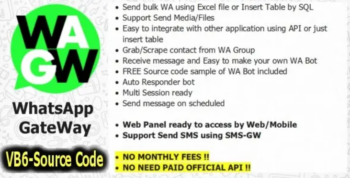 WA-GW | WhatsApp GateWay ( VB6 + PHP Source Code)