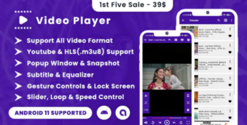 Pro Video Player with Youtube, Equalizer & Subtitle(Android 11 & SDK31)
