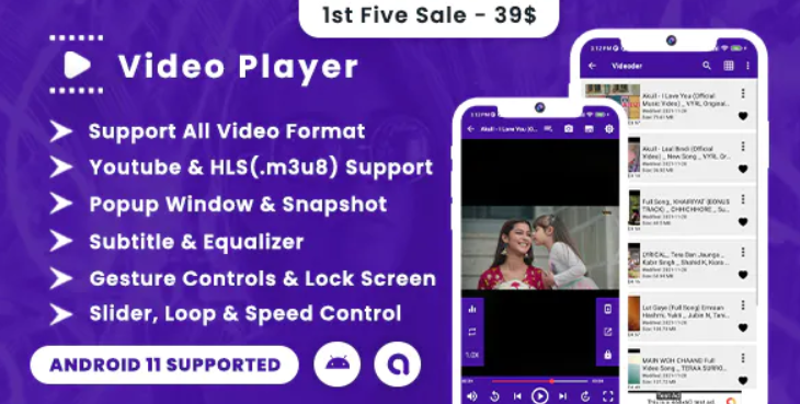 Pro Video Player with Youtube, Equalizer & Subtitle(Android 11 & SDK31)