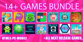 14+ game bundle. Html5 & Mobile & PC. -90%