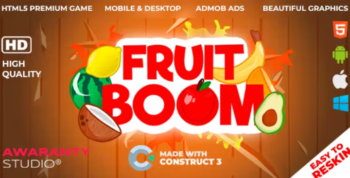 Fruit Boom – HTML5 Game (Construct 3 | AdMob | APK)