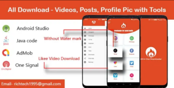 Insta, TikTok, Likee, FB, Whatsapp, Twitter With editing tools – Firebase| Admob | Onesignal