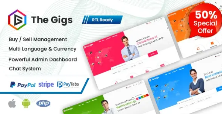 Thegigs – Freelance Marketplace Script with Admin panel(Web + Android + IOS) 1.5