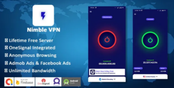 Nimble VPN – Premium VPN App Source Code with Admob & Facebook Ads – OneSignal Integrated