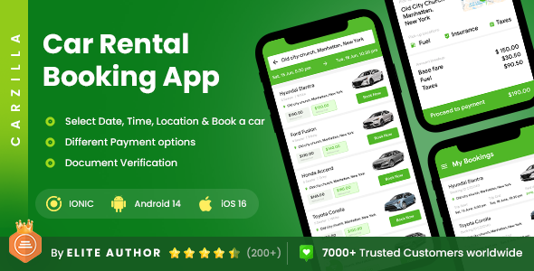 2 App Template| Car Rental Booking App| Self driving Car App| Car Rent App| CarZilla