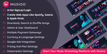 Musioo Music Streaming Platform Laravel Script 6.0