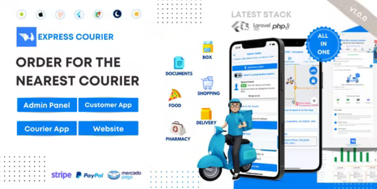 Express Courier Company and Delivery Man with Customer and Courier App, Website, and Admin Panel 2.0.1