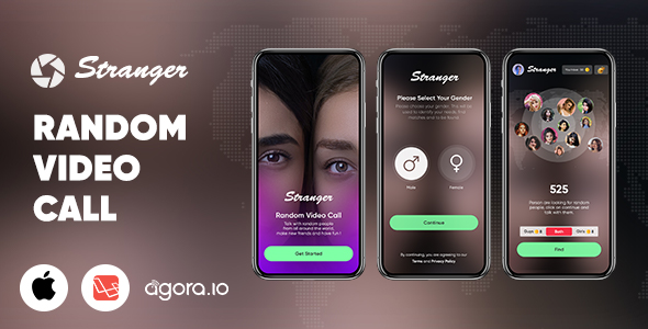 Stranger - Random Video Call with people - Gender Match - In-app purchase - Agora | iOS | Laravel