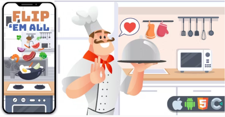 Flip Em All - Cooking HTML5 Game, Construct 3