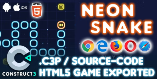 Neon Snake HTML5 Game - Construct 3 All Source-code - Codezon