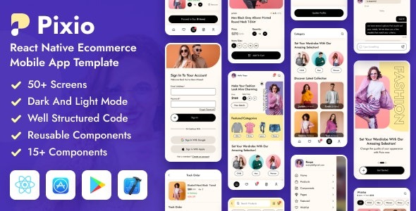 Pixio - React Native CLI eCommerce Mobile App Template