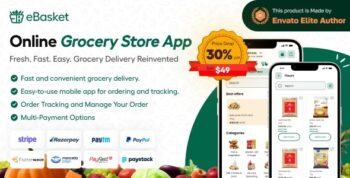 eBasket – Single Vendor Food / Grocery Delivery Flutter app with Laravel Admin Panel + Delivery app 3.1