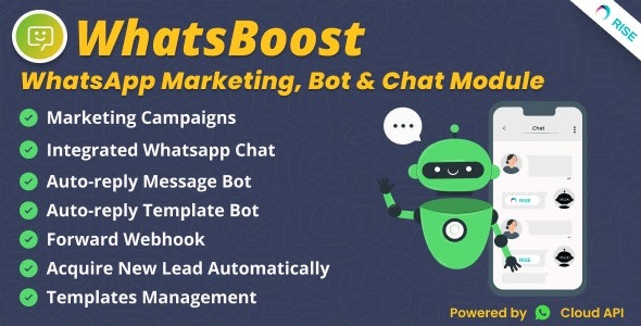 WhatsBoost - WhatsApp Marketing, Bot & Chat Plugin for Rise CRM 1.2.0