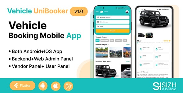 UniBooker Vehicle – Multivendor Car Booking, Taxi Booking & Vehicle Rental App with Admin Panel 1.4