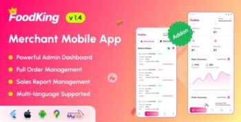 FoodKing – Restaurant Food Delivery System Merchant Flutter Mobile App 2.2