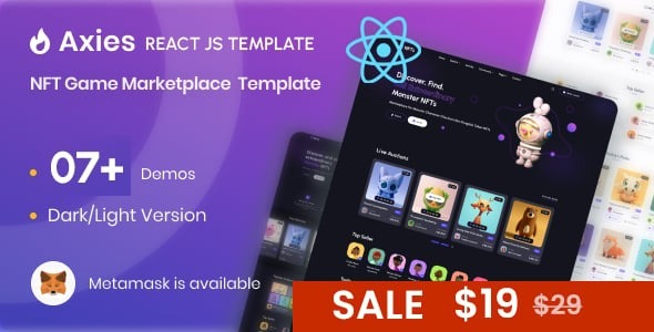 Axies – NFT Marketplace React Js Template 1.0.6
