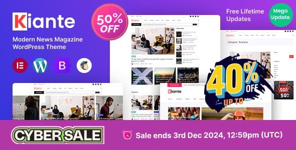 Kiante – Newspaper Magazine Blog Multi-Purpose Elementor WordPress Theme 1.0.2