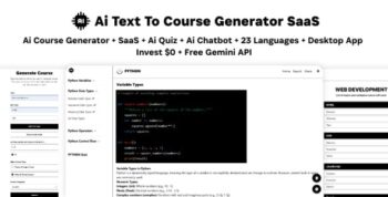 Ai Course Generator – Text To Course SaaS Ai Quiz Ai Chat Translation Earn Desktop App React Admin 5.0