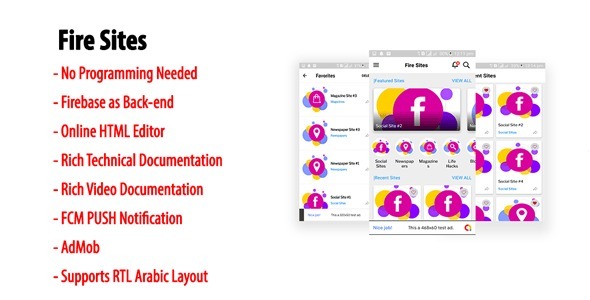 Fire Sites | Native Android Multi-category & Multi-site WebView App with Firebase Back-end
