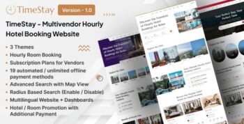 TimeStay - Multivendor Hourly Hotel Booking Laravel Website (SAAS) 1.1