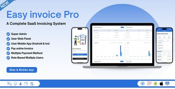 Easy Invoice Pro – SaaS invoicing system (ionic & Laravel) Web and Mobile App (Android & ios)