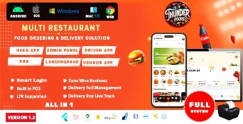 ThunderFood – Multi Restaurant Food Ordering & Delivery Solution (User, Driver, Admin, POS) 1.2.1