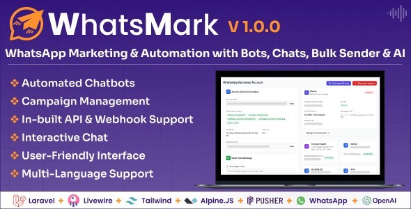 WhatsMark: WhatsApp Marketing And Automation Platform with Bots, Chats, Bulk Sender & AI 1.1.1