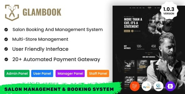 GlamBook – Salon Management & Booking System 1.0.3