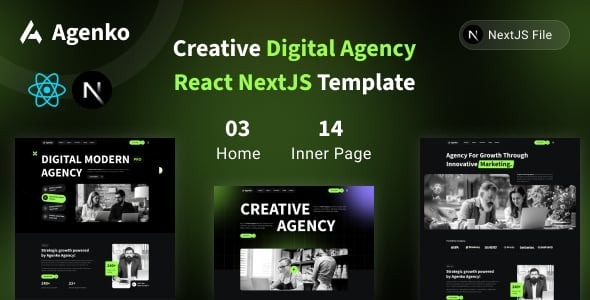Agenko – Creative Digital Agency React NextJS Template