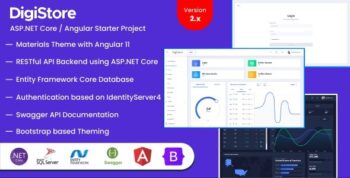 DigiStore .NET Core/ Angular startup project bundle with IoT & E-Commerce dashboards 2.0