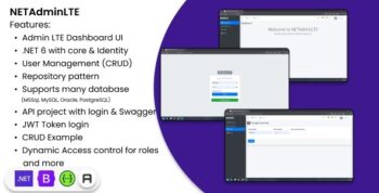 .NET 6 MVC with AdminLTE & API Starter Kit + Authentication, User Management 1.3.1