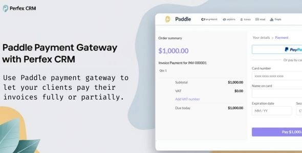 Paddle Payment Gateway for Perfex CRM