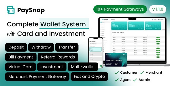 PaySnap – Digital Wallet System with Virtual Card and Investment 1.1.1